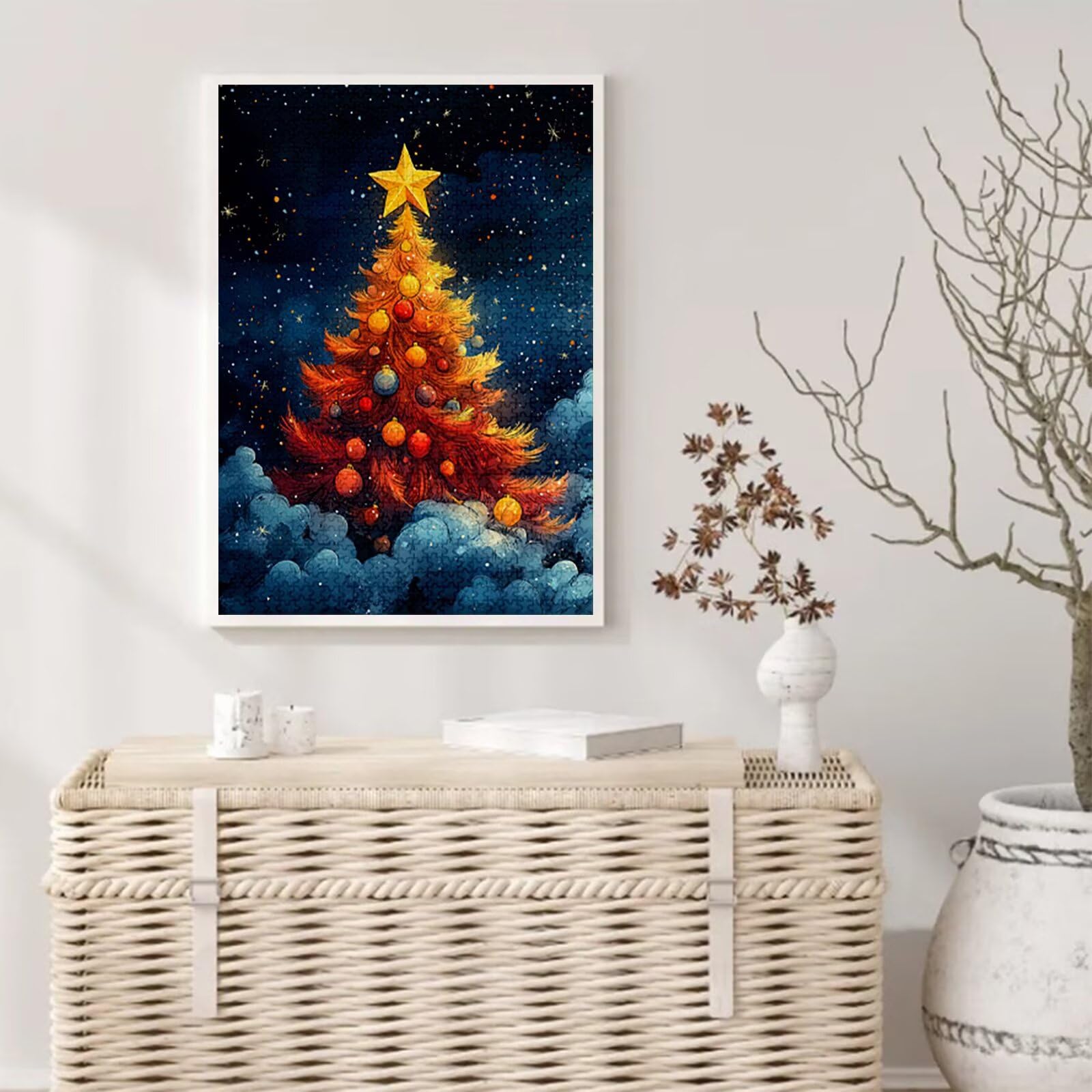Boże Narodzenie Puzzle 3000 sztuk duży rozmiar dla dorosłych, wzór drzewa puzzle z kompaktowym pudełkiem i plakatem w zestawie do dekoracji ścian domu, prezent dla kobiet mężczyzn, drewno układanka