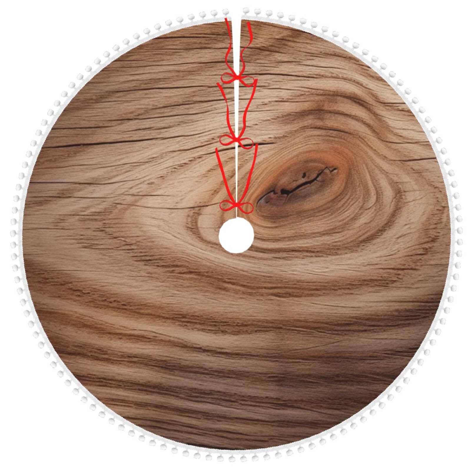Tapis de sapin de Noël à pompons 121 cm pour une ambiance de fête chaleureuse en famille