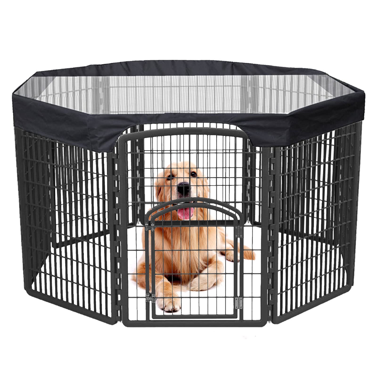iFCOW Housse de parc pour chien de 61 cm - Housse supérieure résistante au soleil et à la pluie - Pour parc extérieur à 8 panneaux