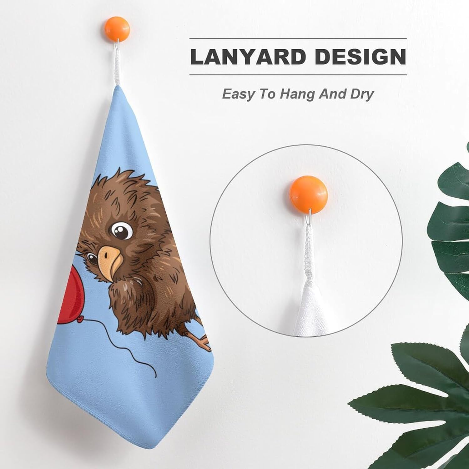 Kiwi Bird Hand Towels for Bathroom Kitchen Towels Small Towel Handkerchiefs with Hanging Loop 4PCS