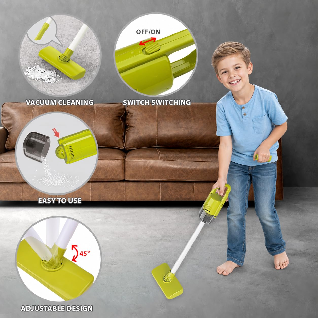 Reinigungsset für Kinder, Arbeitsstaubsauger, Staubschaufel, Rollenspielzeug, Reinigungsspielzeug, Kinderspielzeug, Jungen und Mädchen