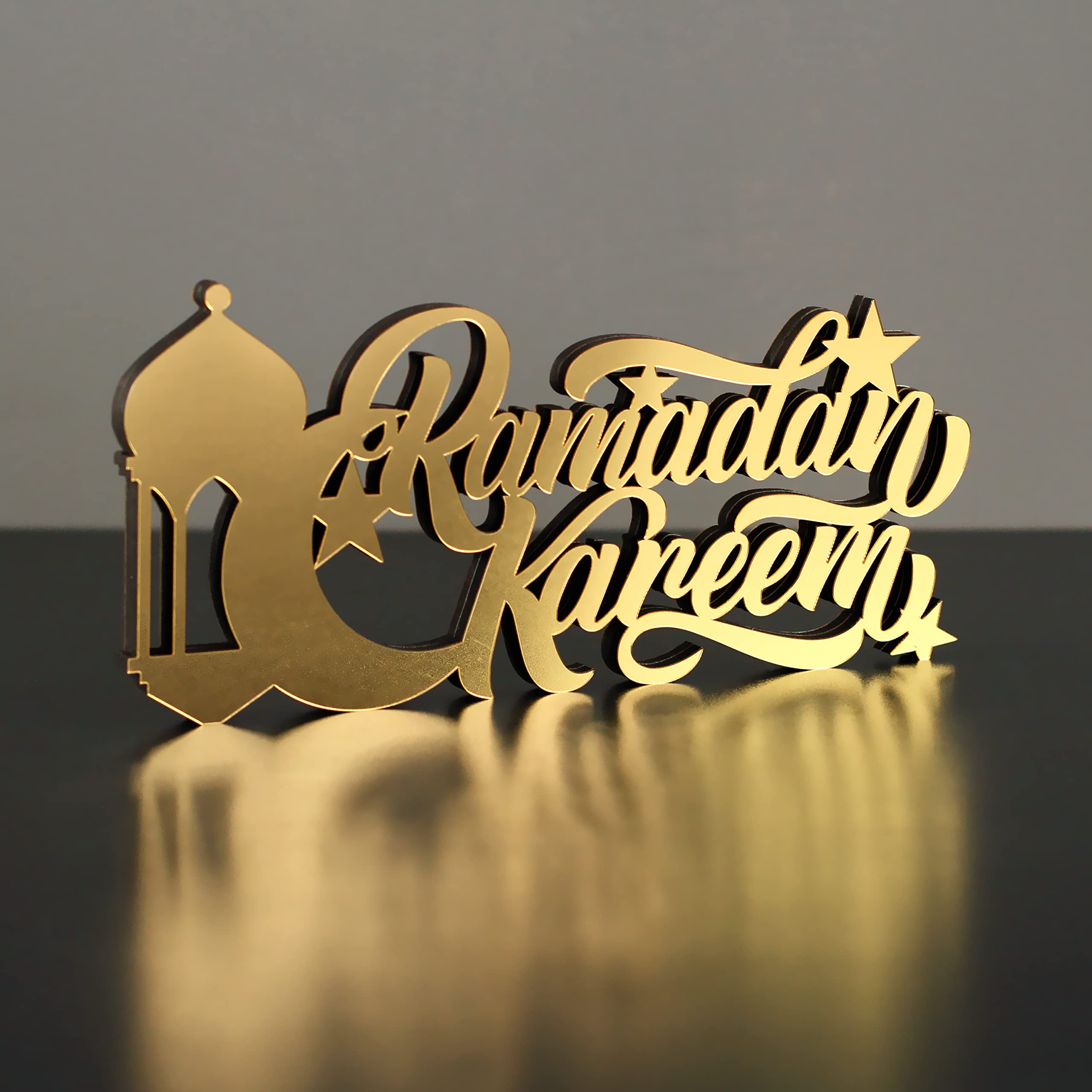 Décoration De Table Iwa Concept Pour Ramadan Et Aïd - Calligraphie Islamique Sur Bois Et Acrylique Miroir - Modèle Ahlan Ve Sahlan (argenté)