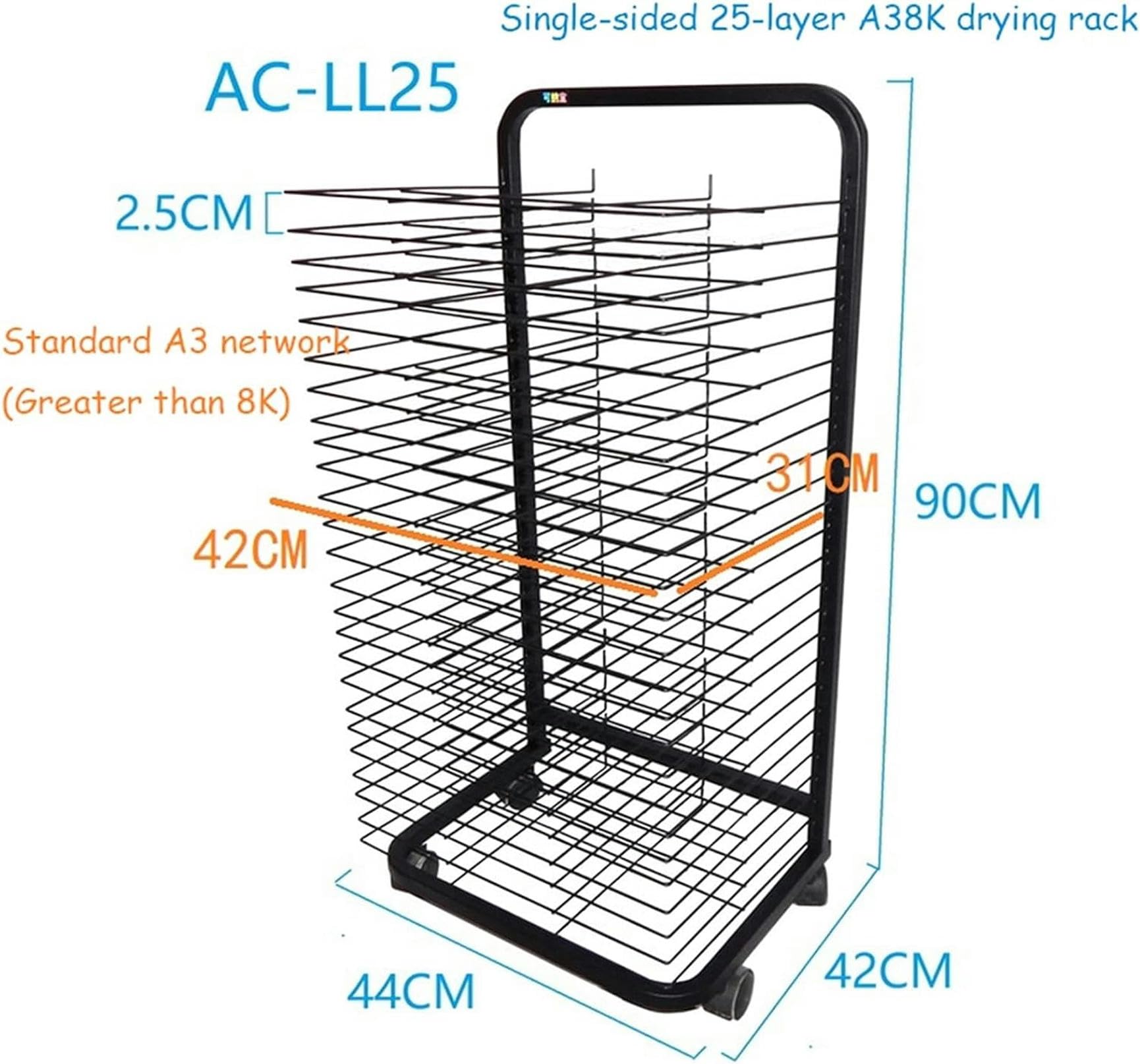 Stendino per Quadri, Stendino Mobile per Pittura, Ripiani Rimovibili, Porta Tele per riporre Quadri, Stendino per Pittura con Ruote, Scaffale per Pittura, Disegni