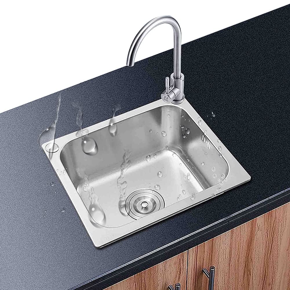 Évier de cuisine carré en acier inoxydable finition satinée antirouille durable