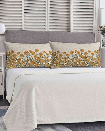 Miniatura 6 de Fundas de almohada de tamaño King con flores de crisantemo, fundas de almohada suaves decorativas para sofá de cuerpo largo con cierre de sobre,