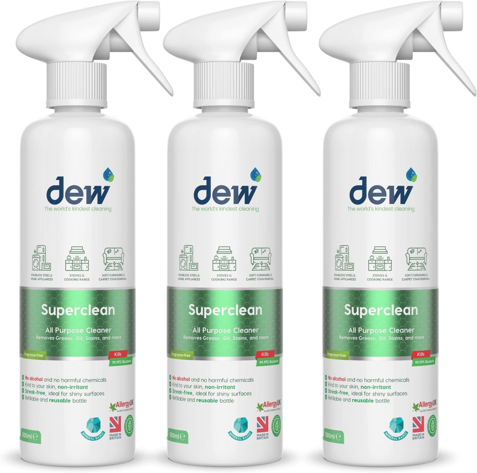 Dew Superclean Cleaner Degreaser natural eco-friendly non irritant hypoallergenic kind to skin pet safe 500ml