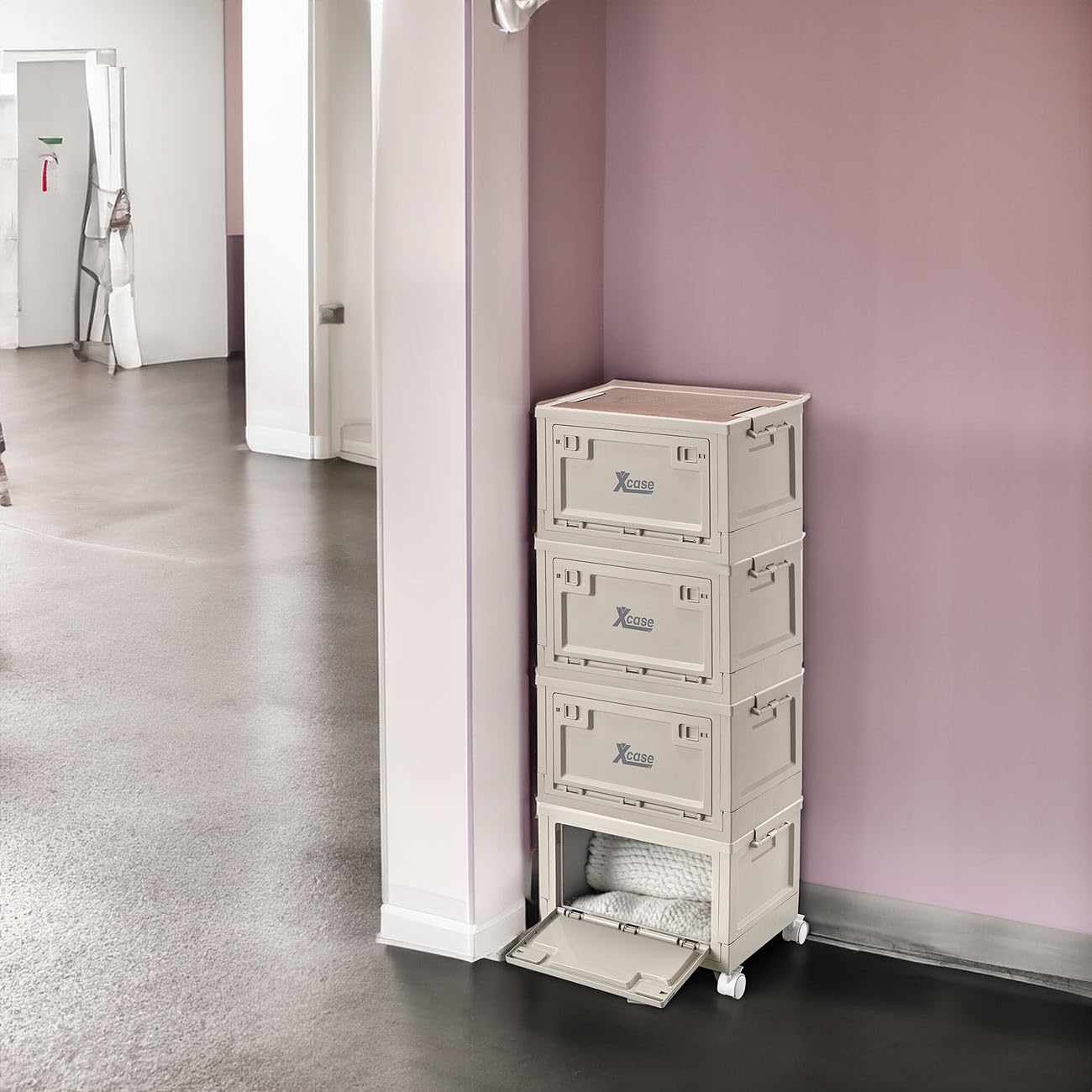 Xcase Kisten mit Deckel: 2er Set 2er-Set Aufbewahrungsbox mit Deckel und MDF Ablage 30L,Wheel (Kisten mit Kunststoff, Camping Tischboxen, Organizer)