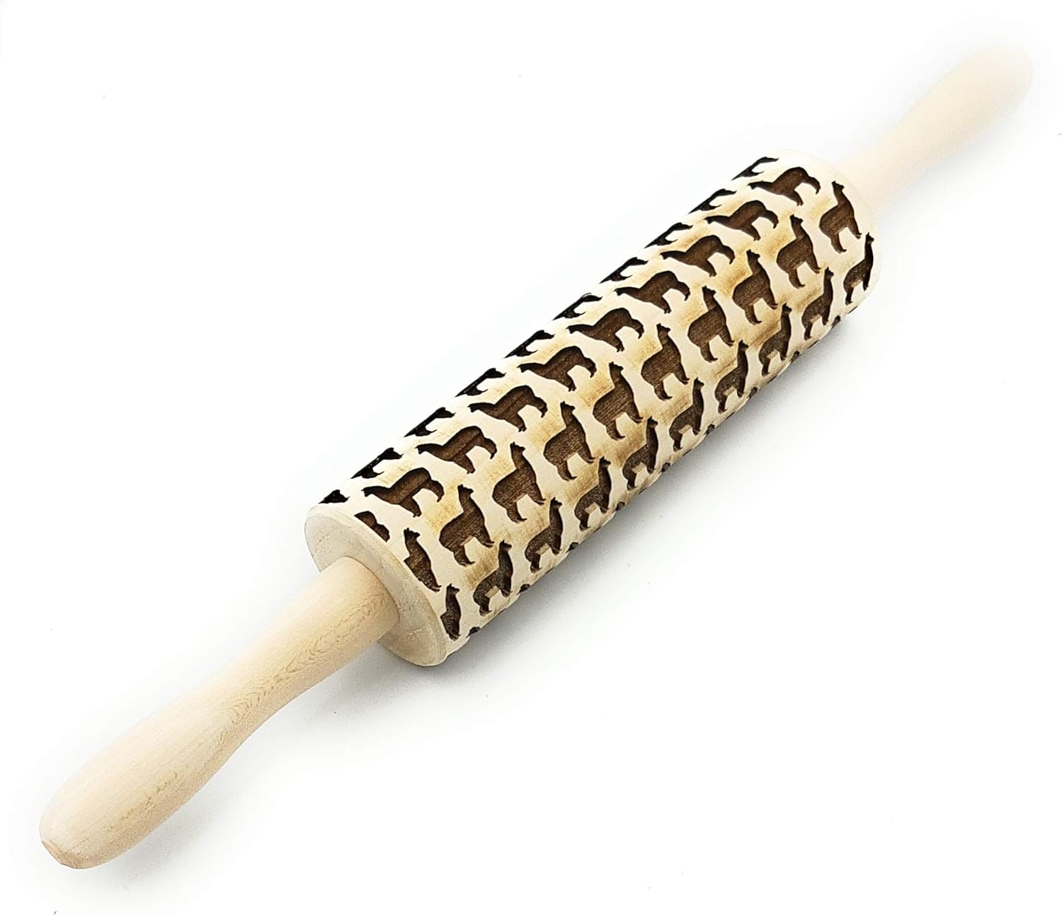 Embossing rolling pin, Alpaca design, Cookies decorating wooden rolling pin
