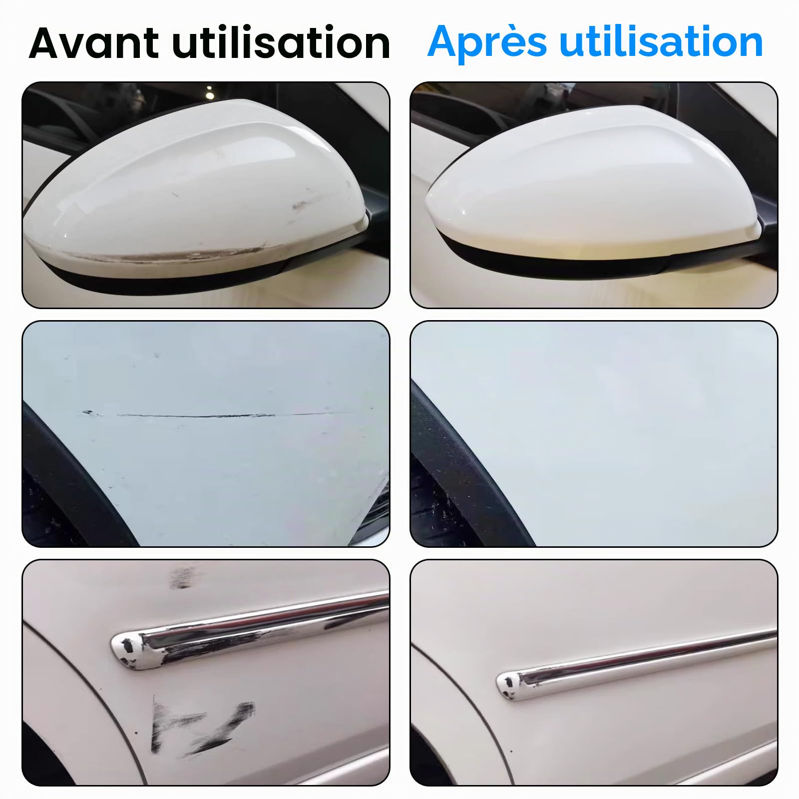 Polisseuse Auto Mini sur Batterie, Kit de Polissage Voiture 2x 2000 mAh + 2 Vitesses + 3 Pads de Polissage + Verrouillage, Polisseuse sans Fil Rechargeable pour Élimination Rayures, Cirage, Lustrage