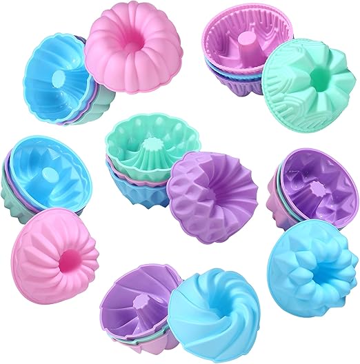 To Encounter 24-Pack Silicone Molds - Nonstick 3-Inch Silicone Donut Mold, Baking Cups, Donut Pan, Muffin, Jello, Bagel Pan - Oven, Microwave, Dishwasher Safe