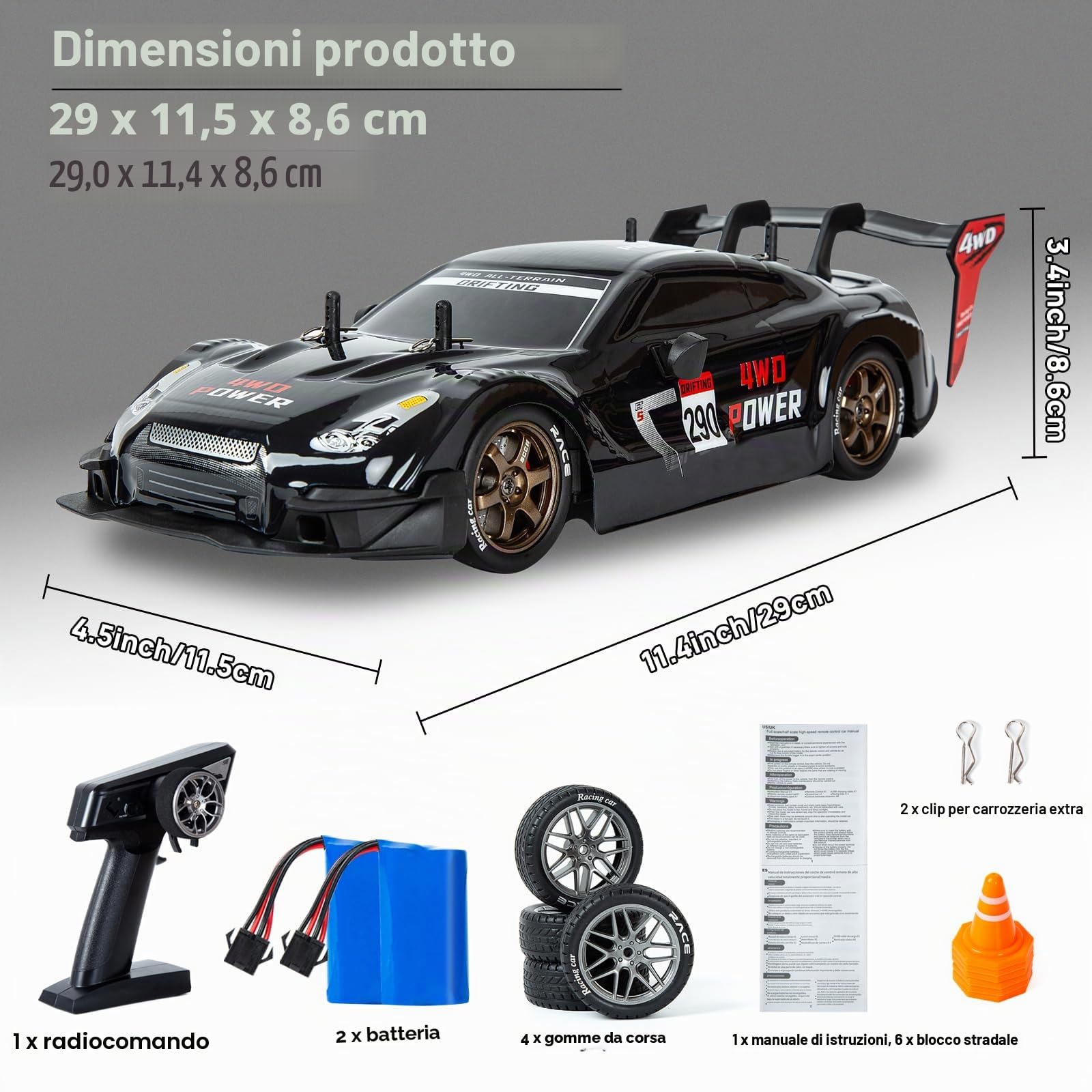 Macchina Telecomandata Drift, 1:14 Telecomandato Drift Macchine 4WD GT Drift RC Auto Drifting Car con Acceleratore Proporzionale Giocattolo per Adulti Ragazzi Bambini