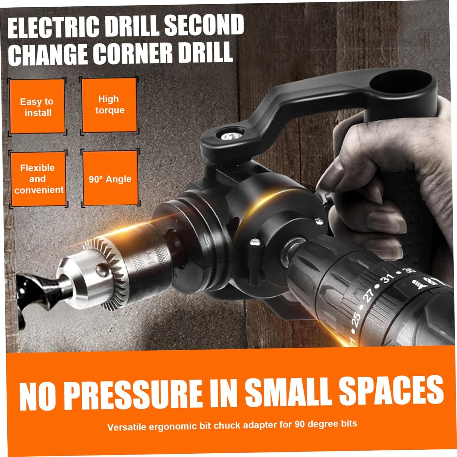 Even 90 Degree Drill Attachment, Right Angle Drill Adapter with Auxiliary Handle, Adjustable. - Image 4 thumbnail