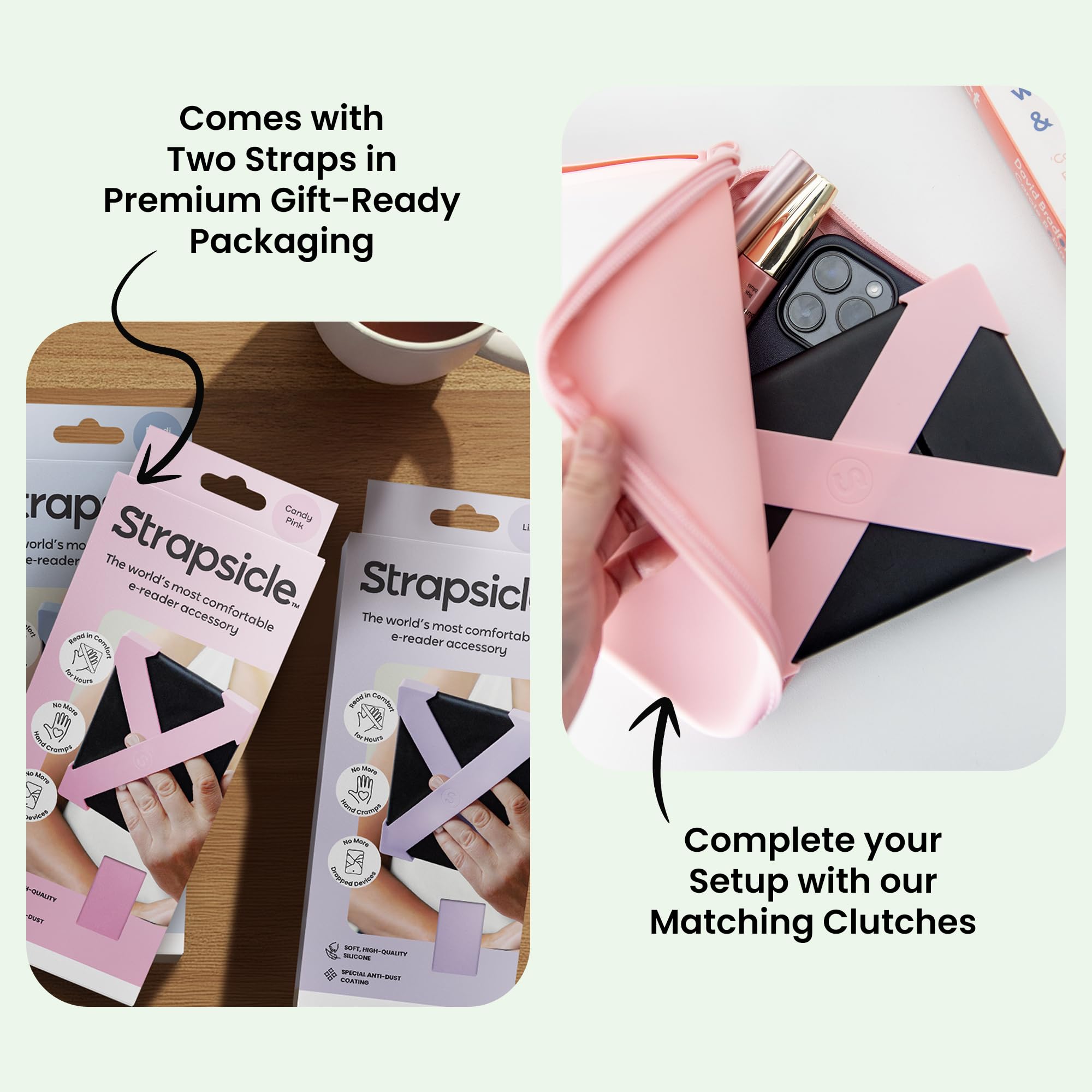 Strapsicle Hand Strap for Kindles & Kobos – Fits Paperwhite Gen 11/12 (6.8”/7”), Signature Edition – Colorsoft – 2 Pack – Large – Sage — view 9