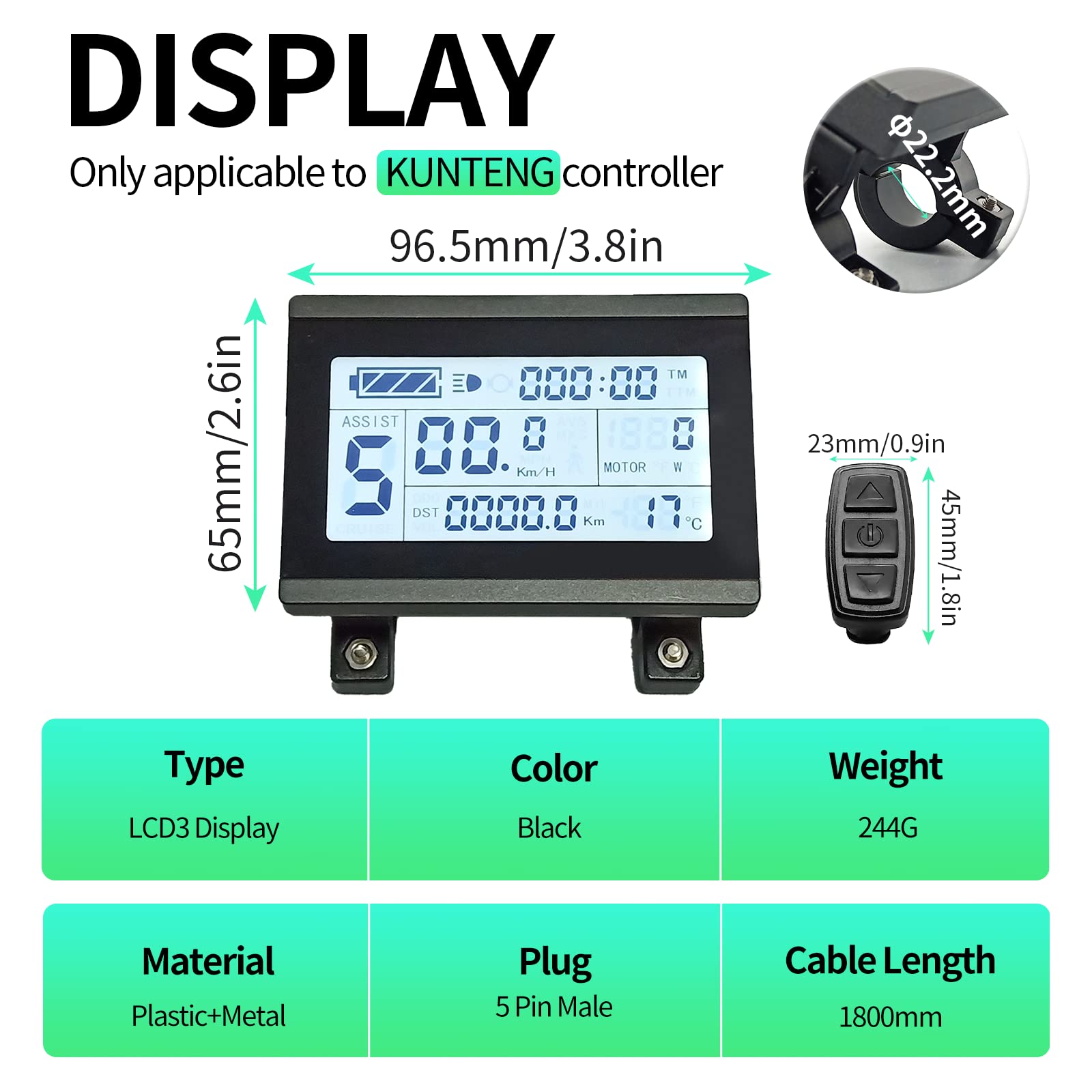 Amazon.com : MUSELK E-Bike KT-LCD3 24V/36V/48V LCD Display with