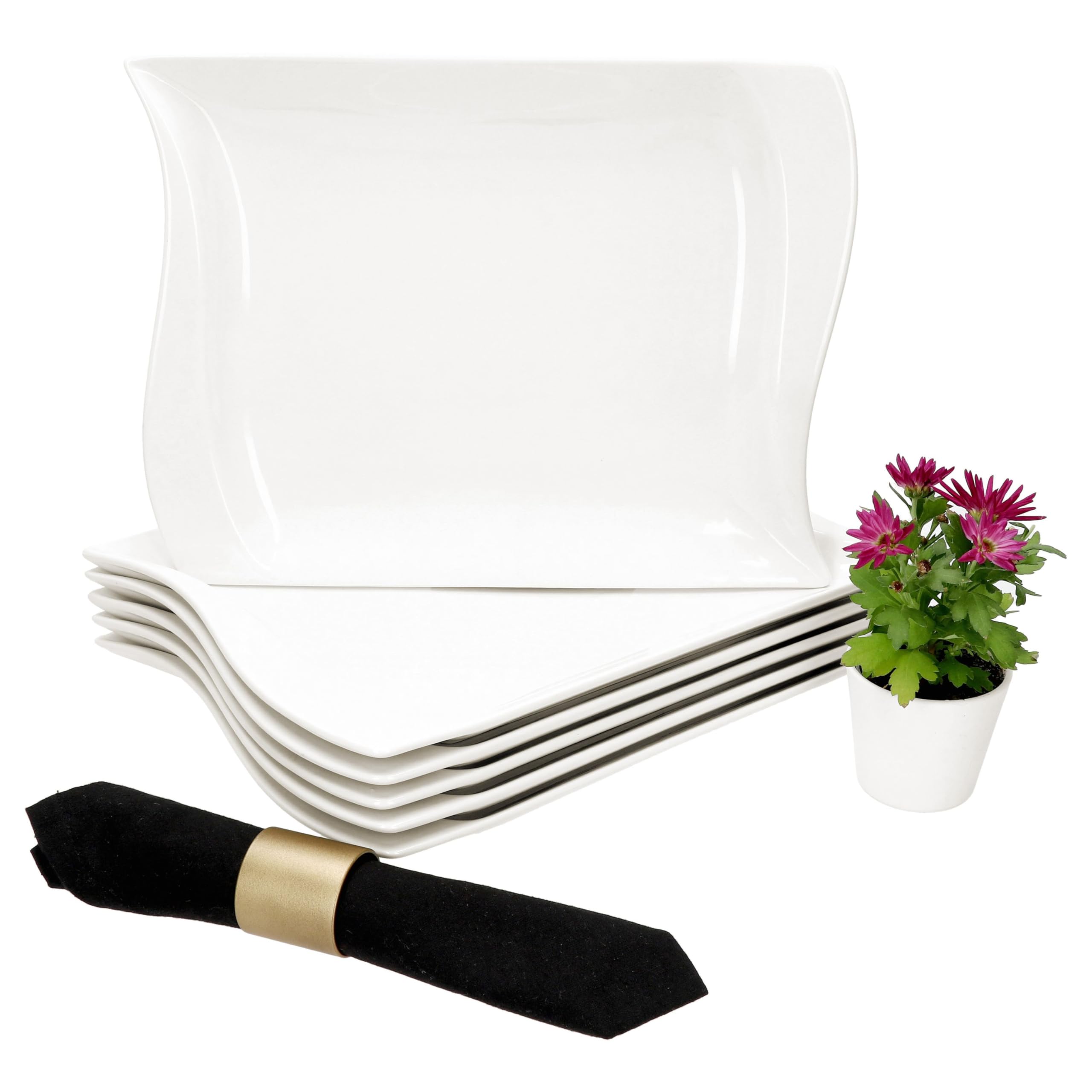 MamboCat Ivory 6er Set Speiseteller I elfenbeinweiße Porzellan-Essteller für 6 Personen I große Teller für Hauptmahlzeiten & Co. für Frühstück, Mittag, Kaffee & Abendbrot