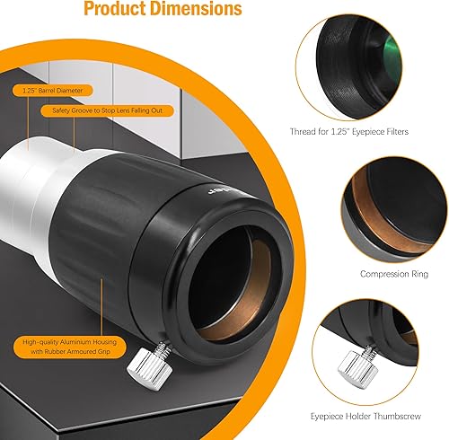 Miniatura 9 de astromania 1.25" 4-elements telextender 5x lente Barlowapochromatico lente de Barlow dar y excelente imagen