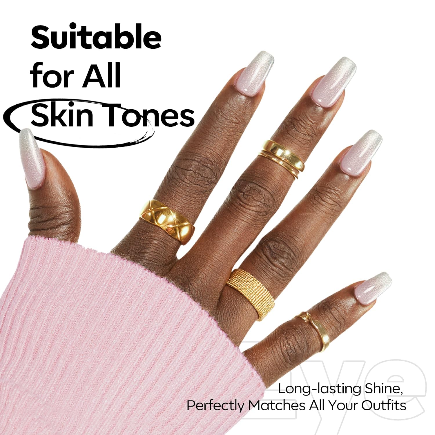 modelones Cat Eye Gel Nail Polish, Silver White Glitter Gel Polish with Magnet 9D Holographic Clear Crystal Nail Polish Soak Off UV Shimmer Polish 15ML