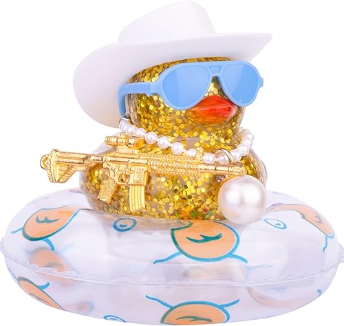 Decoración de tablero de pato de goma para automóvil, adornos coloridos para automóvil con accesorios especiales, mini anillo de natación, gafas de