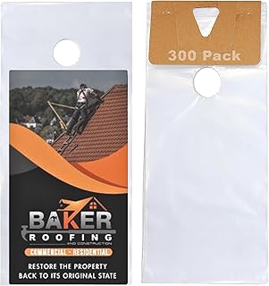 TidyFriend Door Hanger Bags 6” x 12” (300 Pack), Clear Door Hanger Bags Protects Flyers, Brochures, Notices, Printed Materials, Waterproof and Secure