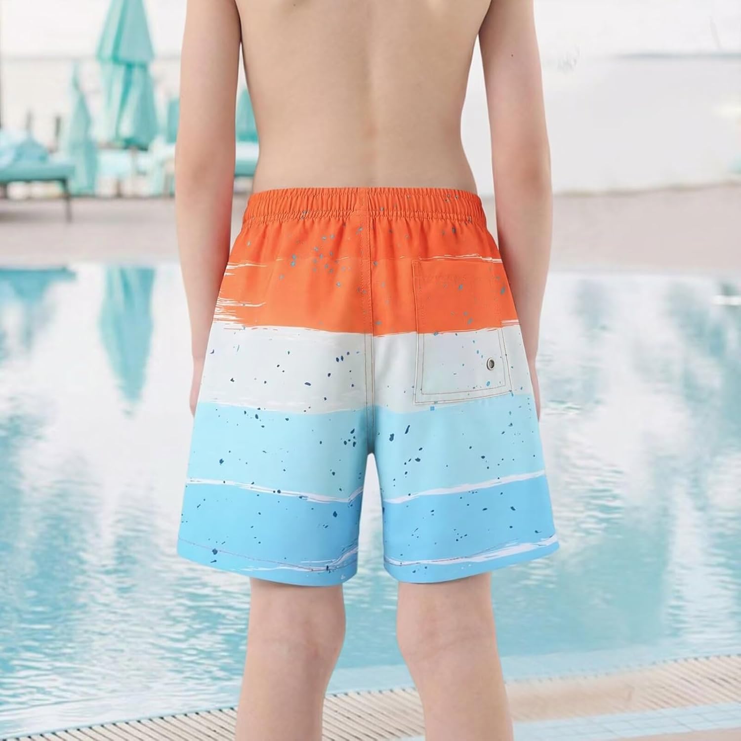 Aisyee Boys Swim Trunks with Compression Liner Swim Shorts Boys Boards Shorts with Boxer Brief Liner 7-16 Years - Image 3
