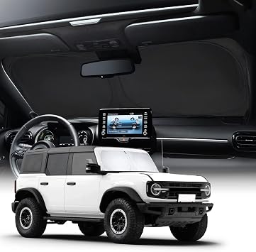 Neverland - Ford Bronco Sunshade - 210D Oxford Silver-Coated Foldable Windshield Shade, Heat Reflective Car Accessory for 2021-2025 Models, Easy Install, Durable, UV Protection
