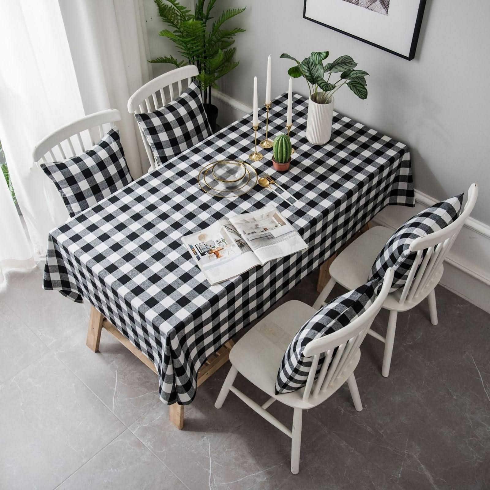 Mantel para Mesa Camilla Rectangular Antimanchas Tela Celosía De 4Cm Taller Manteles Cumpleaños Blanco Negro Sabana Algodon Protección Decoración 140X140Cm