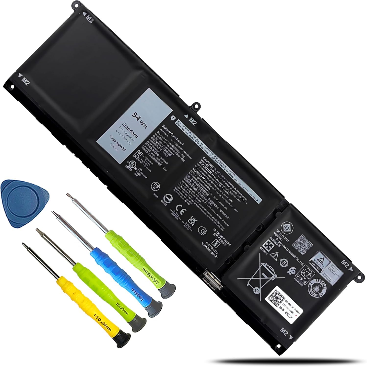 54Wh V6W33 Laptop Battery Replacement for Dell Inspiron 3511 3515 3525 3530 3535 5310 5320 5330 5410 5420 5425 5430 5435 5440 Latitude 3320 3430 3520 3530 Vostro 3435 3510 5510 5620 Series