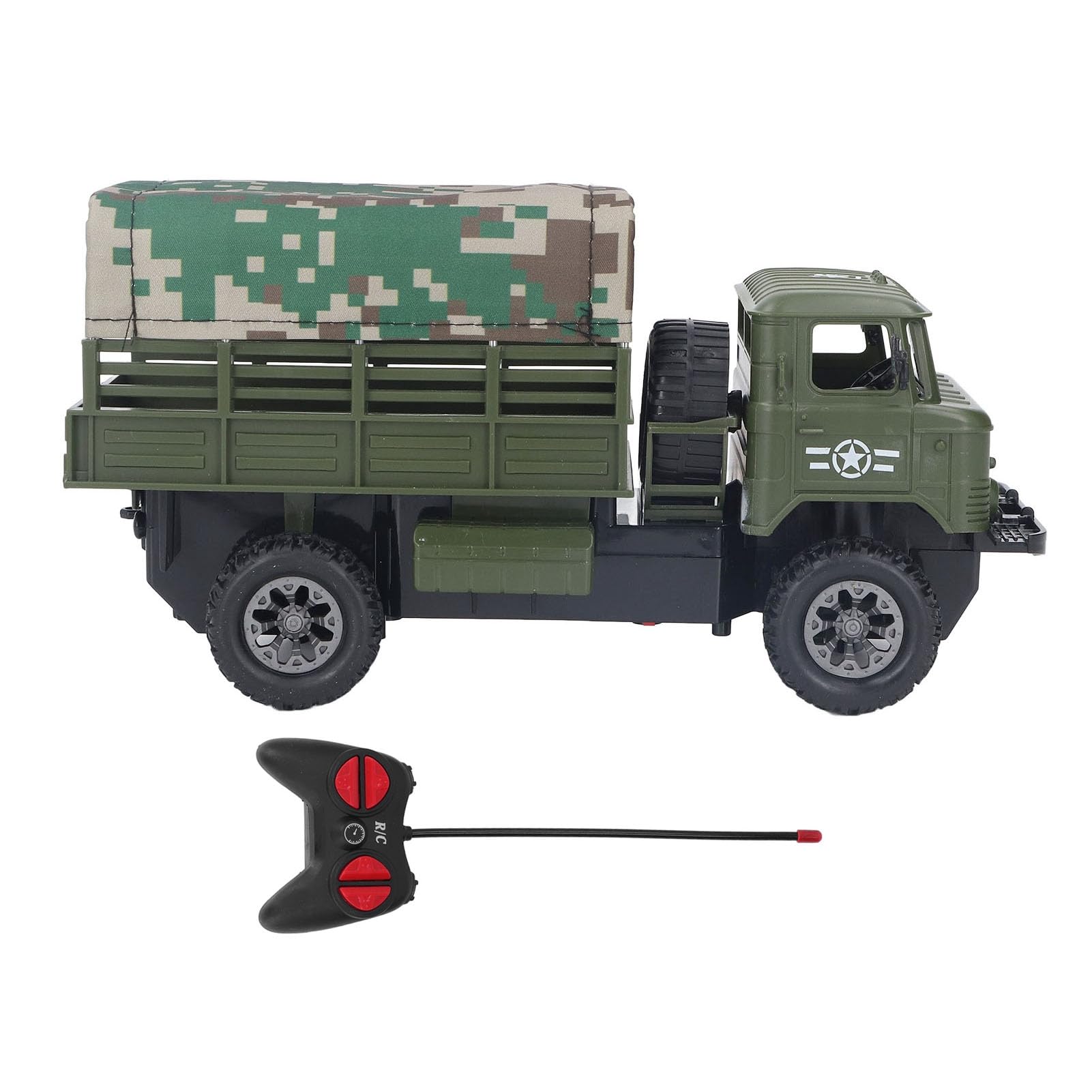 Syrisora Camion Militaire RC, Véhicule télécommandé avec Tente et Lumières Amovibles, pour Garçons et Filles de Plus de 6 Ans (Vert foncé)