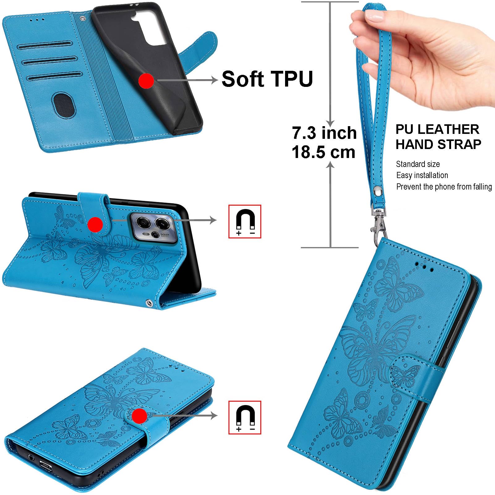 Coque IPhone 14 Pro Max Avec Cordon, Etui Portefeuille Cuir, 9 Porte