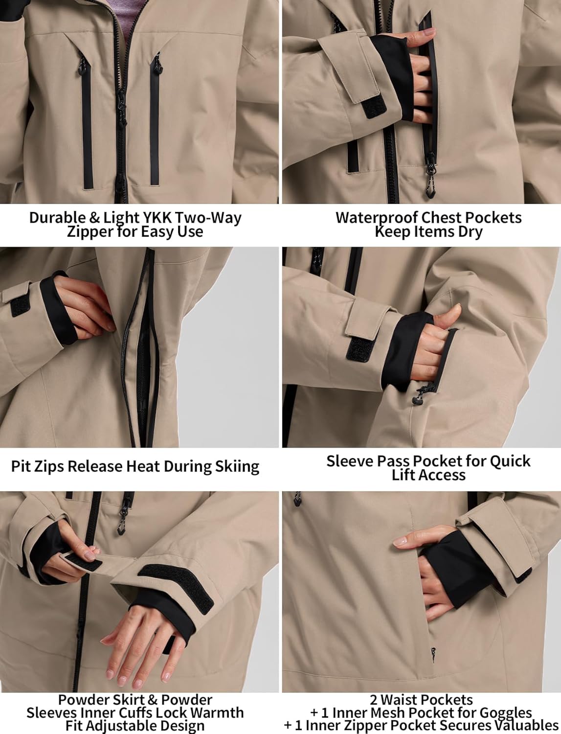 GSOU SNOW Men's Ski Jacket Snowboard Snow Coat Waterproof Windproof Insulated Winter Hooded Snow Sports Outerwear - Image 5