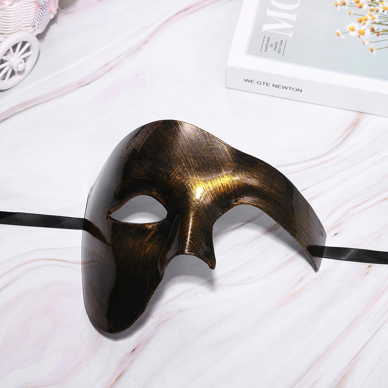 JewelryWe Masque Carnaval Venitien Plastique: Masque Vénitien Homme Demi-masque Fantôme de l’Opéra pour Déguisement Bal de Maquillage Mascarade - Cadeau Homme