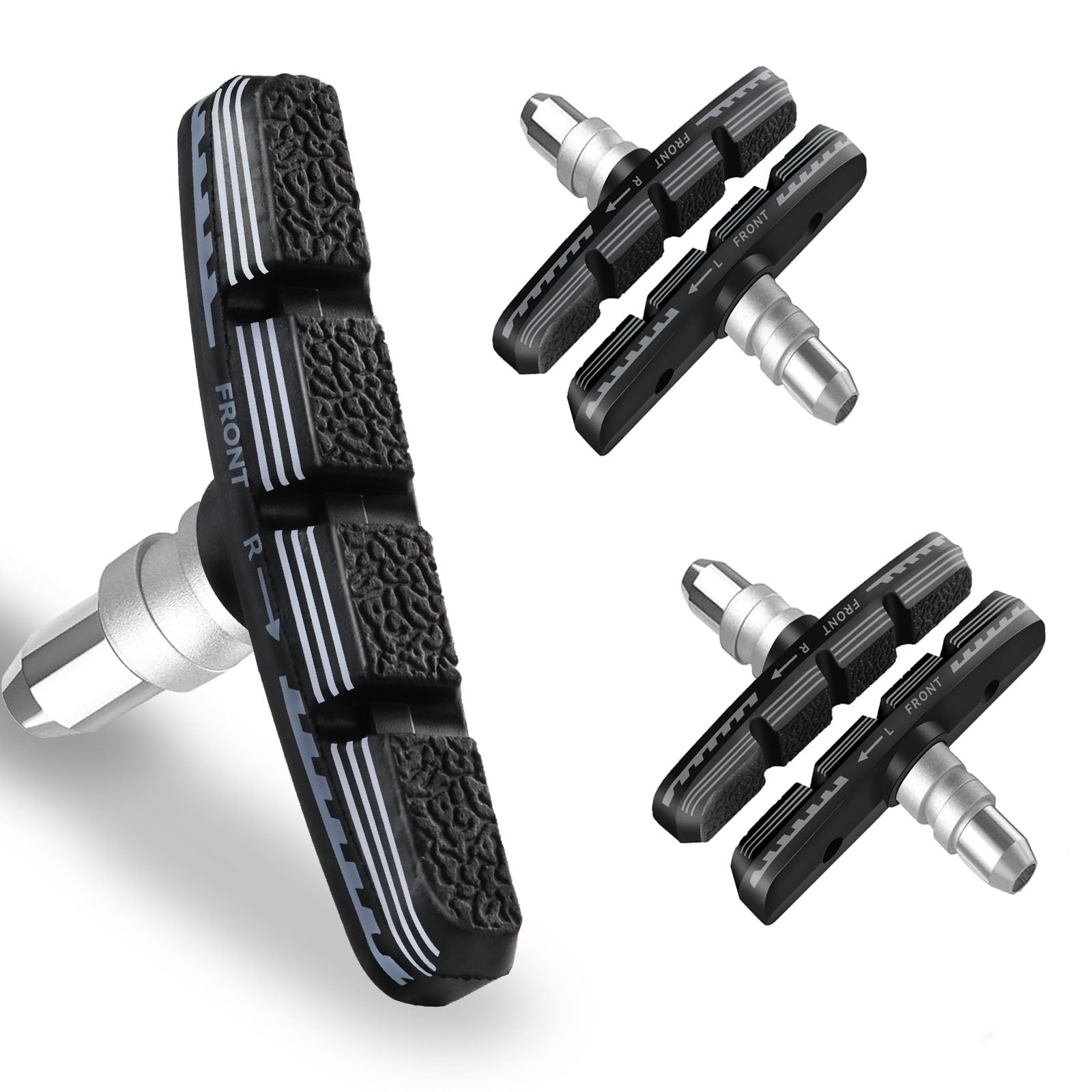 AGPTEK Bike Brake Pads, V-Brake Pads, 70mm Brake Blocks Set for Front and Back Wheel, Mountain Bicycle Disc Brakes, No Noise No Skid