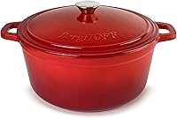 Vista 1 de BergHOFF Olla de hierro fundido Neo con tapa, color rojo, 7 cuartos de galón.