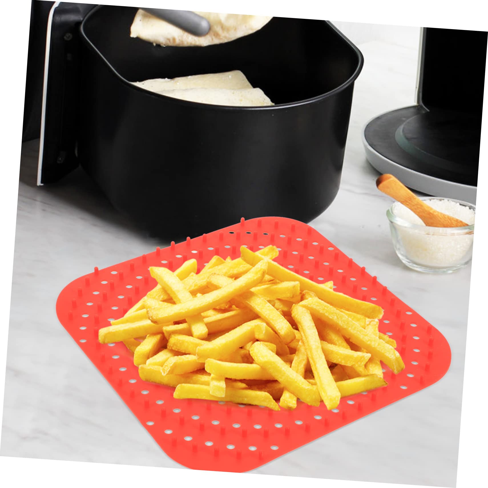 TOPBATHY 4 Stück Silikon-Fritteuseinlagen Backmatte für die Küche Wiederverwendbares Pad für Heißluftfritteuse silikonmatte für backofen silikonschalen für airfryer Silikon-Backmatte