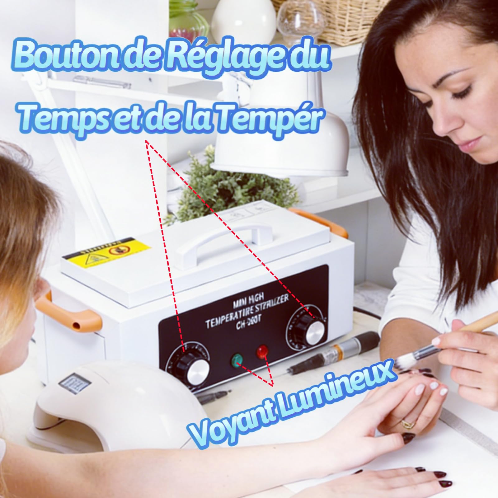 Stérilisateur Électrique à Air Chaud, Haute Température, 300W 220℃ | Autoclave Sterilisateur Onglerie, Minuterie Réglable, Sterilisateur Electrique pour Outils de Manucure, Pédicure, Coiffure