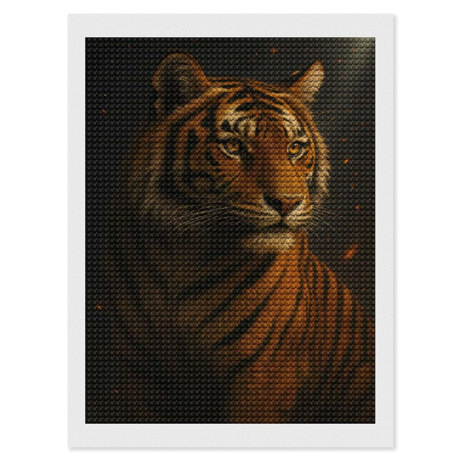 Junmoney Majestic Tiger Portrait Crystal Diamond Art Kit 12"x16", Round Gems, Detailed Printed Canvas, Creative Gift Idea, Vintage Style Decor