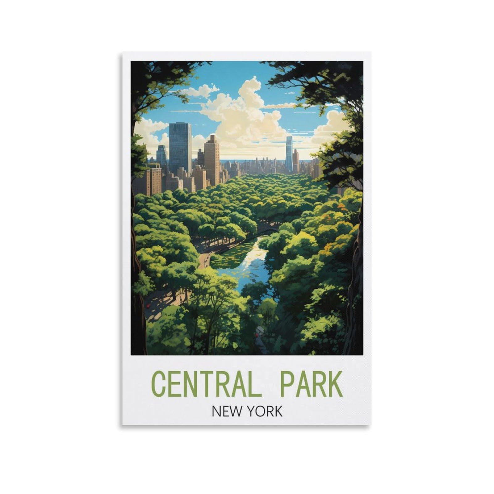 LOLWNNI Central Park New York Vintage Travel Posters 08x12inch(20x30cm) Canvas Wall Art Print Picture Paintings for Living Room Bedroom Decor