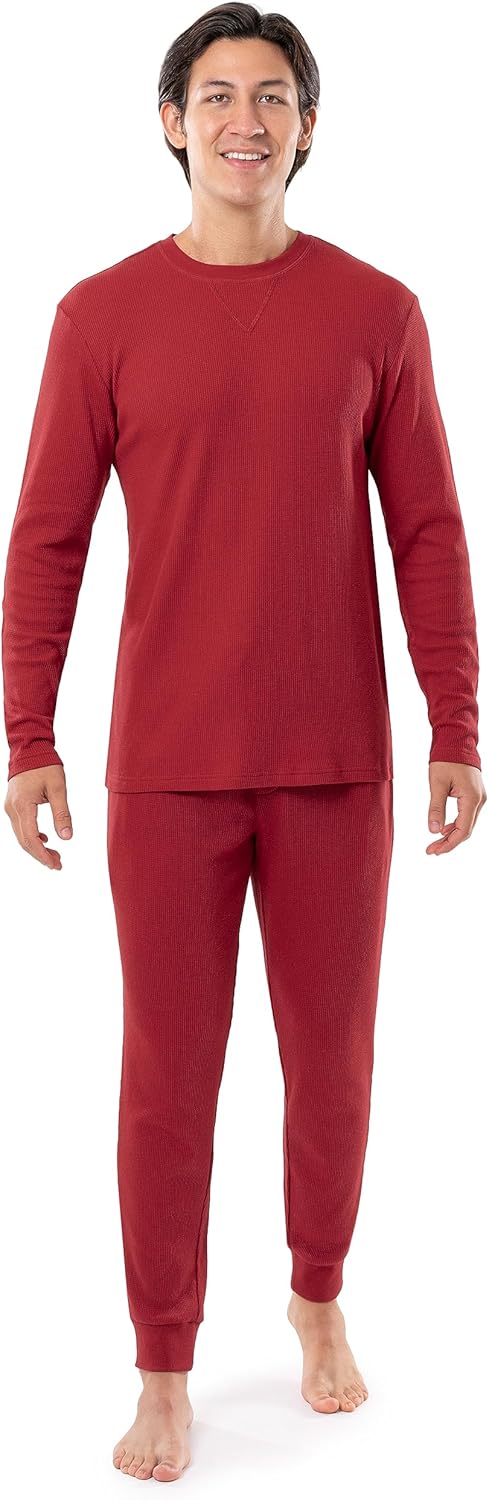 IZOD Men's Waffle Knit Crewneck Top and Jogger Pant Sleep Set