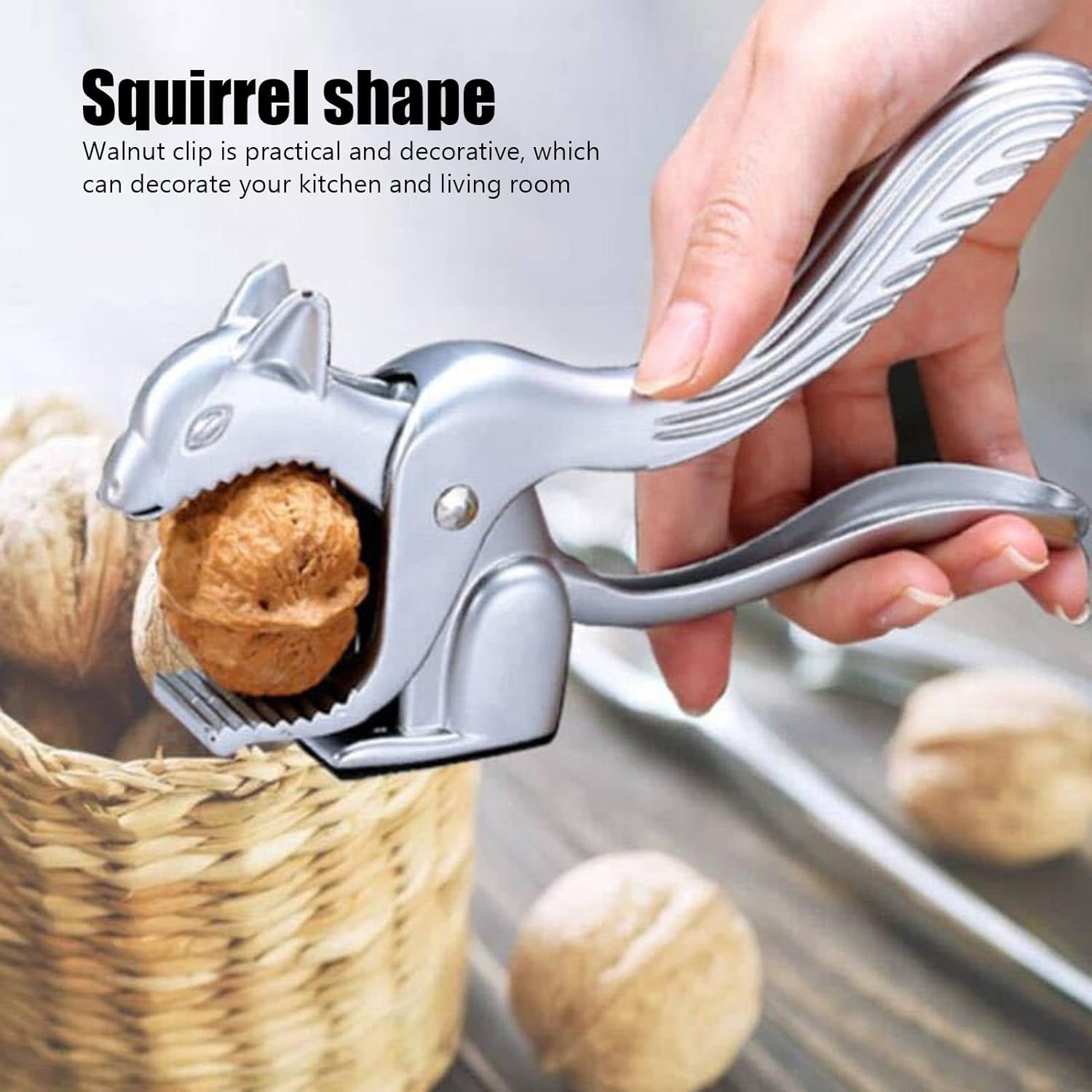 Nut Cracker Clip, Multi Purpose Walnut Nutcracker Comfortable Handle Efficient Squirrel Shaped Durable Zinc Alloy for Home