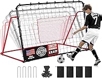 ZEALFEEL Soccer Rebounder Net 6x4FT - 10 Adjustable Angles Kickback Trainer for Passing, Ball Control, Volley Practice - Portable Solo Team Use