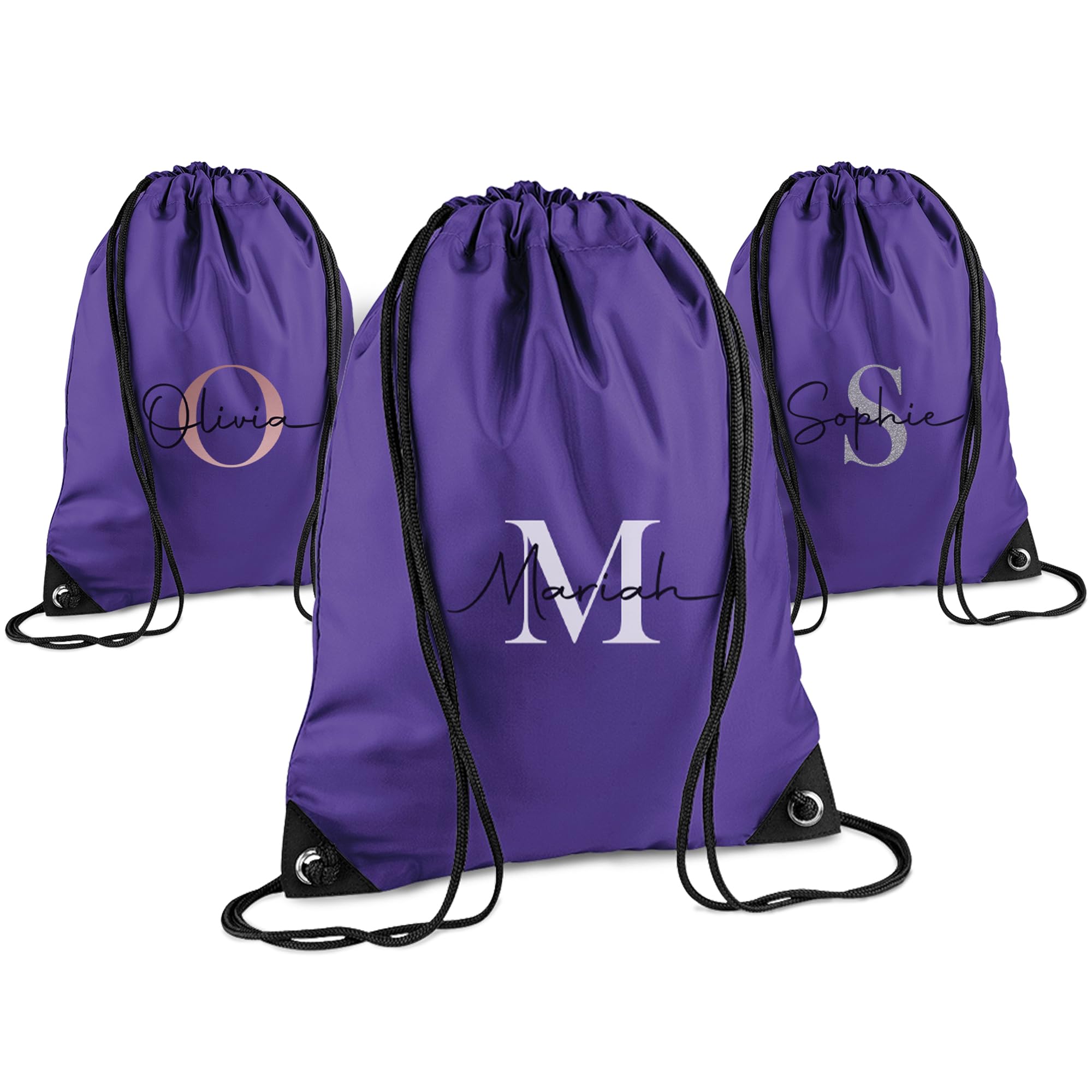 Print Maniacs Personalised Drawstring Bag for Kids Back to School PE Bag, Swim Bag with Name Ideal for Boys, Girls, Toddlers,and Primary School Students Perfect School Bag Purple