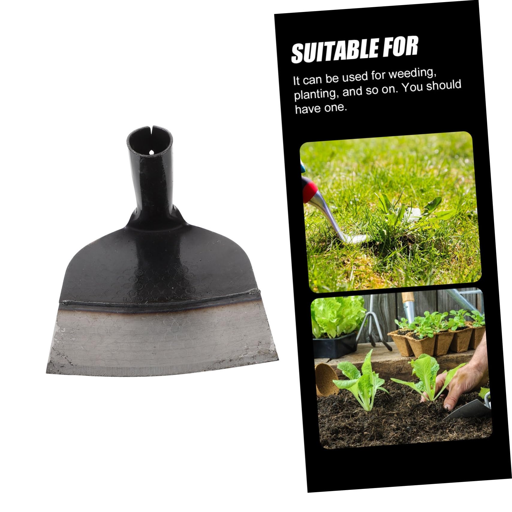 VILLCASE Azada de Jardín Hueca Endurecida Resistente y Duradera Herramienta Multiusos para Deshierbe y Labranza para Plantar y Aflojar Tierra Huertos y Cultivos