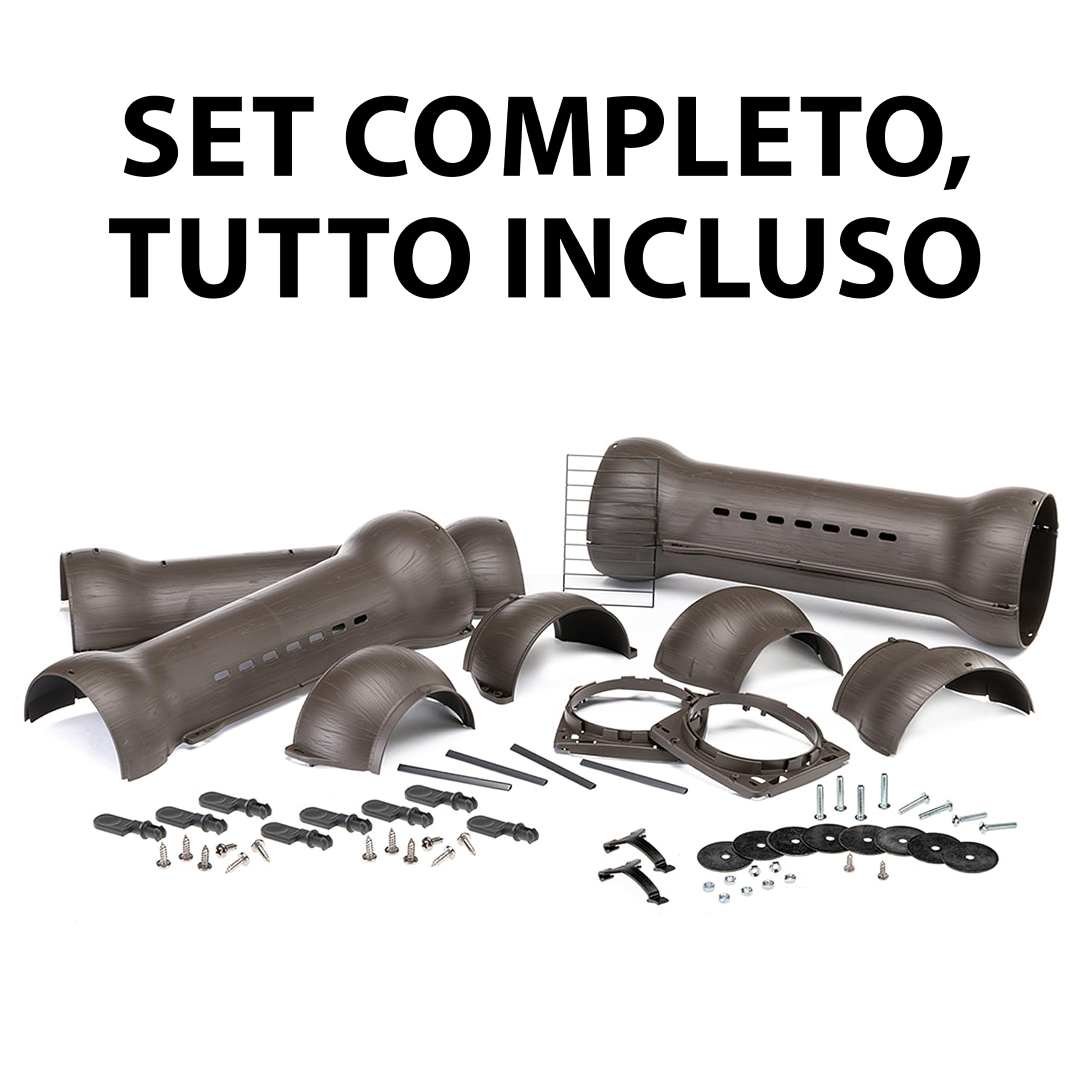 Ferplast Accessori Gabbia Conigli Tunnel per Conigli e Porcellini d’India KIT METRÒ, Sistema di Collegamento per Gabbie Inclusi, Ø27 × 168 cm, Marrone