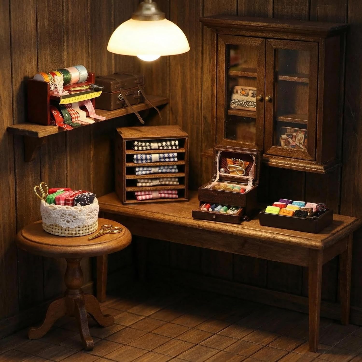 Dollhouse Accessories Miniature Sewing Tool Kit 1:12 Sewing Room Accessories Sewing Box Simulation Model Dollhouse Decorations (D) image 4