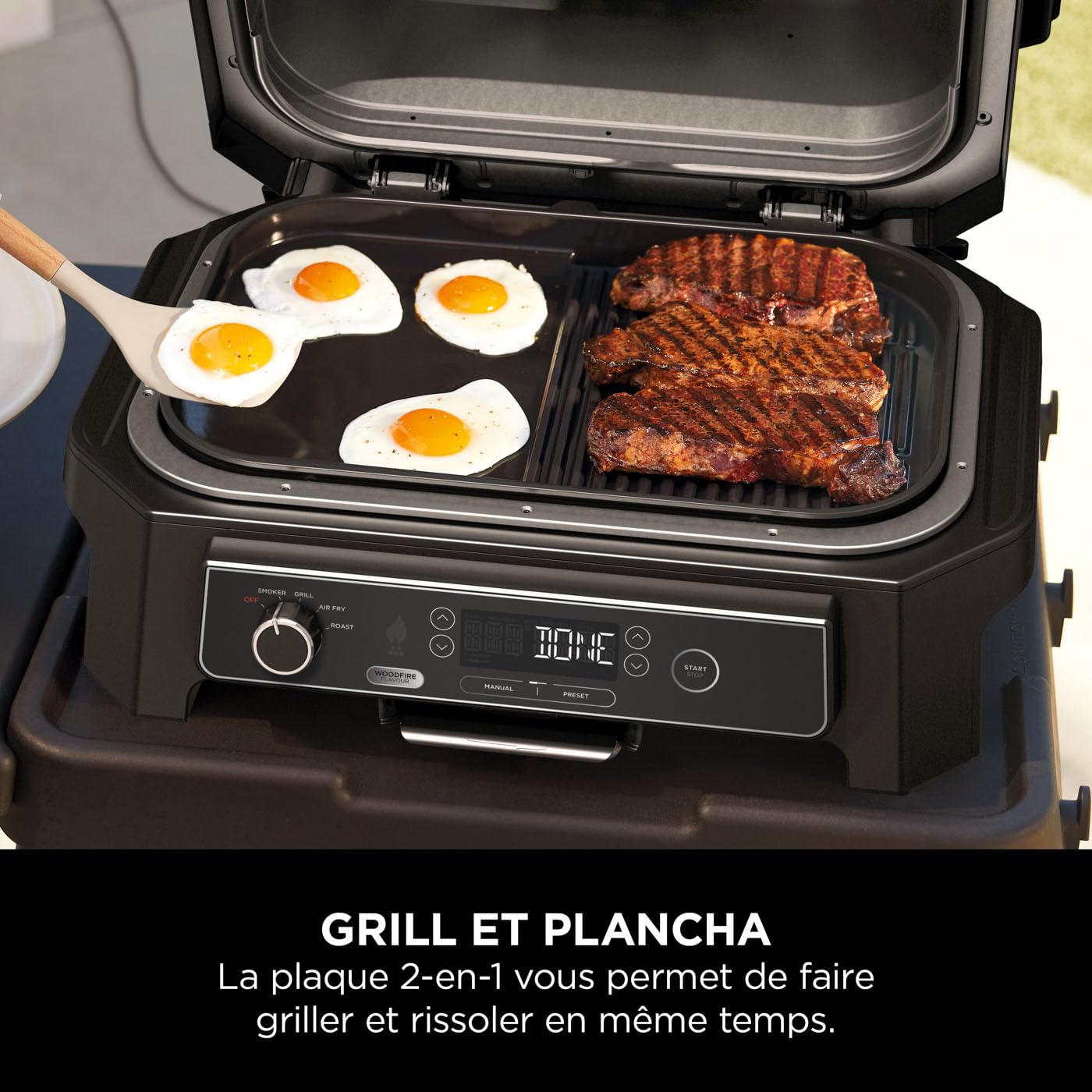 Ninja Woodfire barbecue XL plancha combo antiadhésif grille à rainures accessoires officiels compatibles OG850 OG901 noir