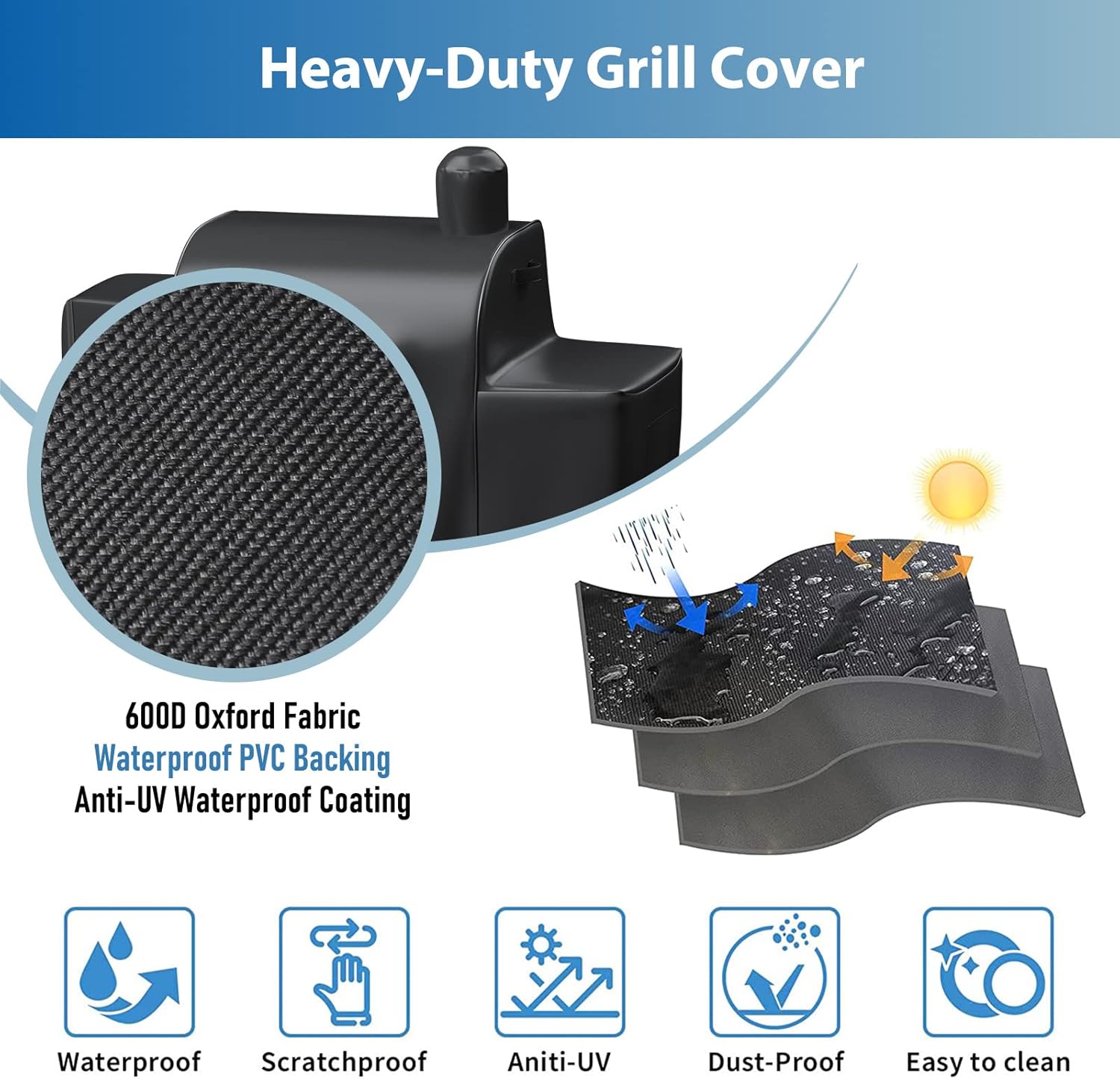 Grisun Grill Cover for Pit Boss Platinum Laredo 1000 Wood Pellet Grill, 600D Heavy Duty Anti-Fade Waterproof Grill Cover with Portable Handle and Reinforced Hem