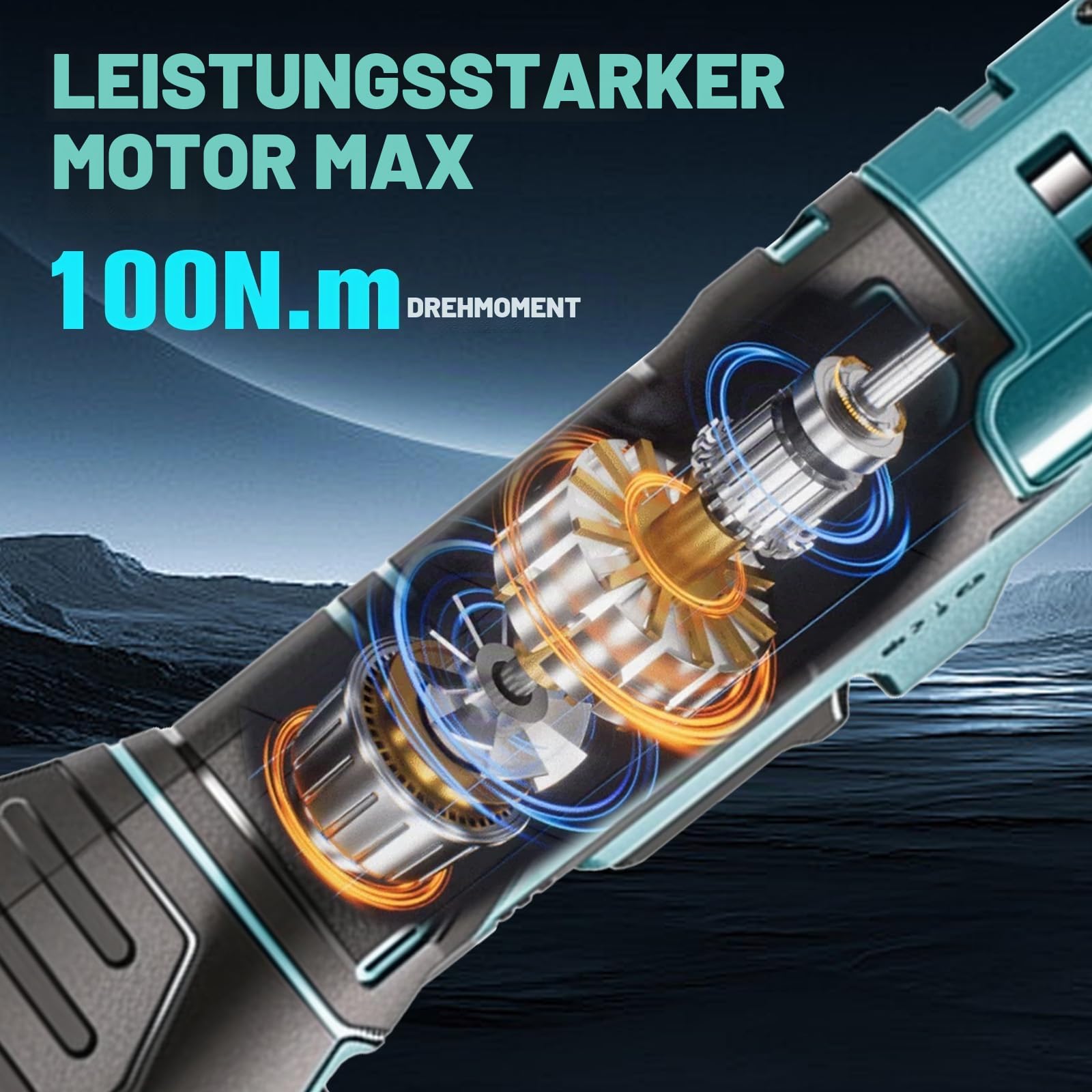 Akku Ratsche für Makita 18V-akku – 3/8" Ratschenschlüssel,60 Nm 400 U/min Elektrisch Ratschenschrauber, Kabelloser Ratsche mit 8 Steckschlüssel,1/4" Adapter und 3" Verlängerungsstange(Ohne-akku)