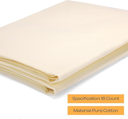 Miniatura 10 de Caydo 60 por 39 pulgadas, 14 unidades de tela clásica de reserva, tela de punto de cruz, color blanco, tamaño grande