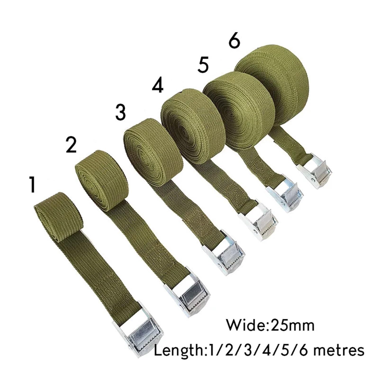 Ciężkie pasy związane z grzbietami Pas mocujący z grzechotką, kolor zielony, 25 mm x 1-6 m(1metres length)