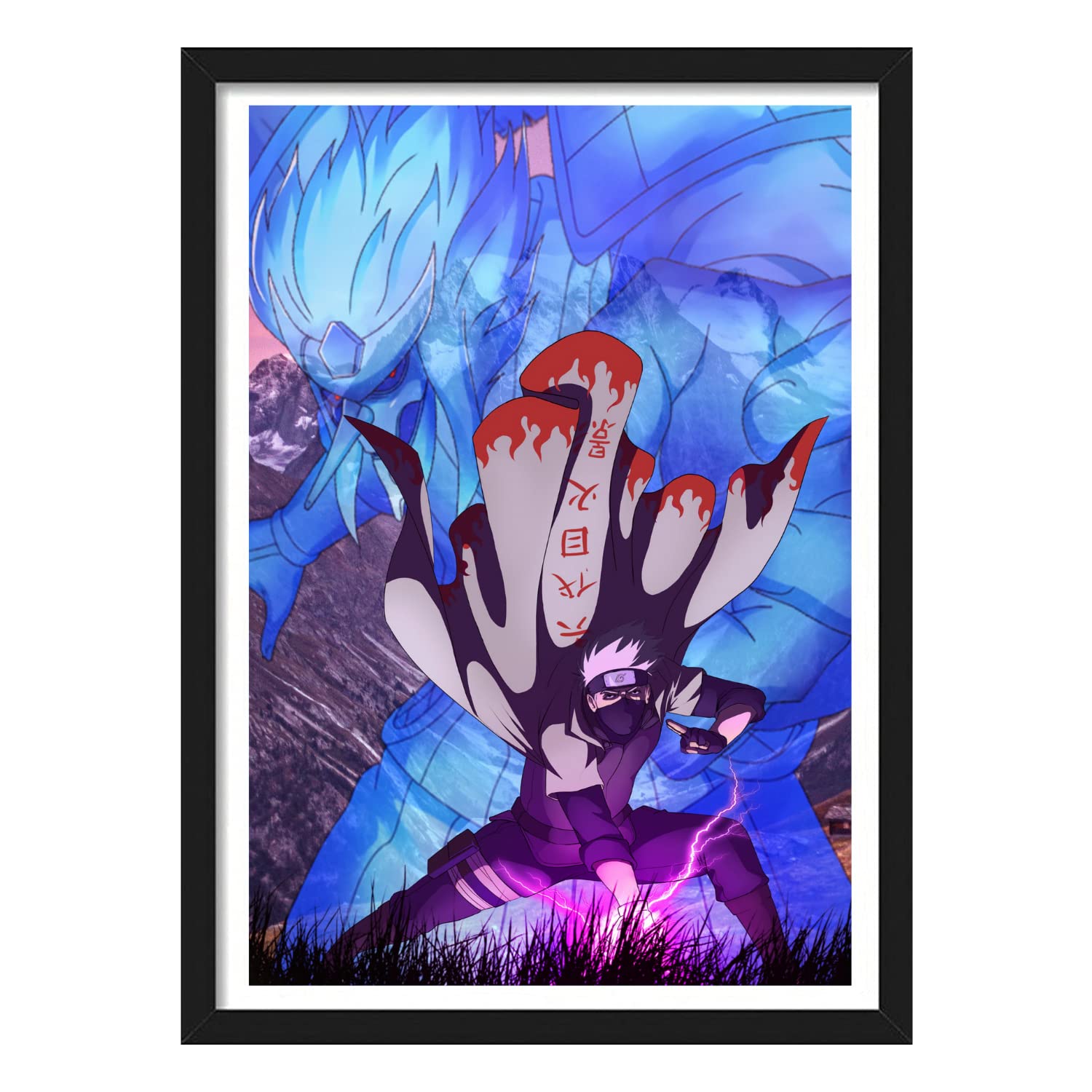 YourCanvas - | Kakashi Hatake | Perfect Susano | Naruto Framed Posters & Frames | Anime Framed Posters (Black Framed 10×13 inches, Kakashi Hatake)